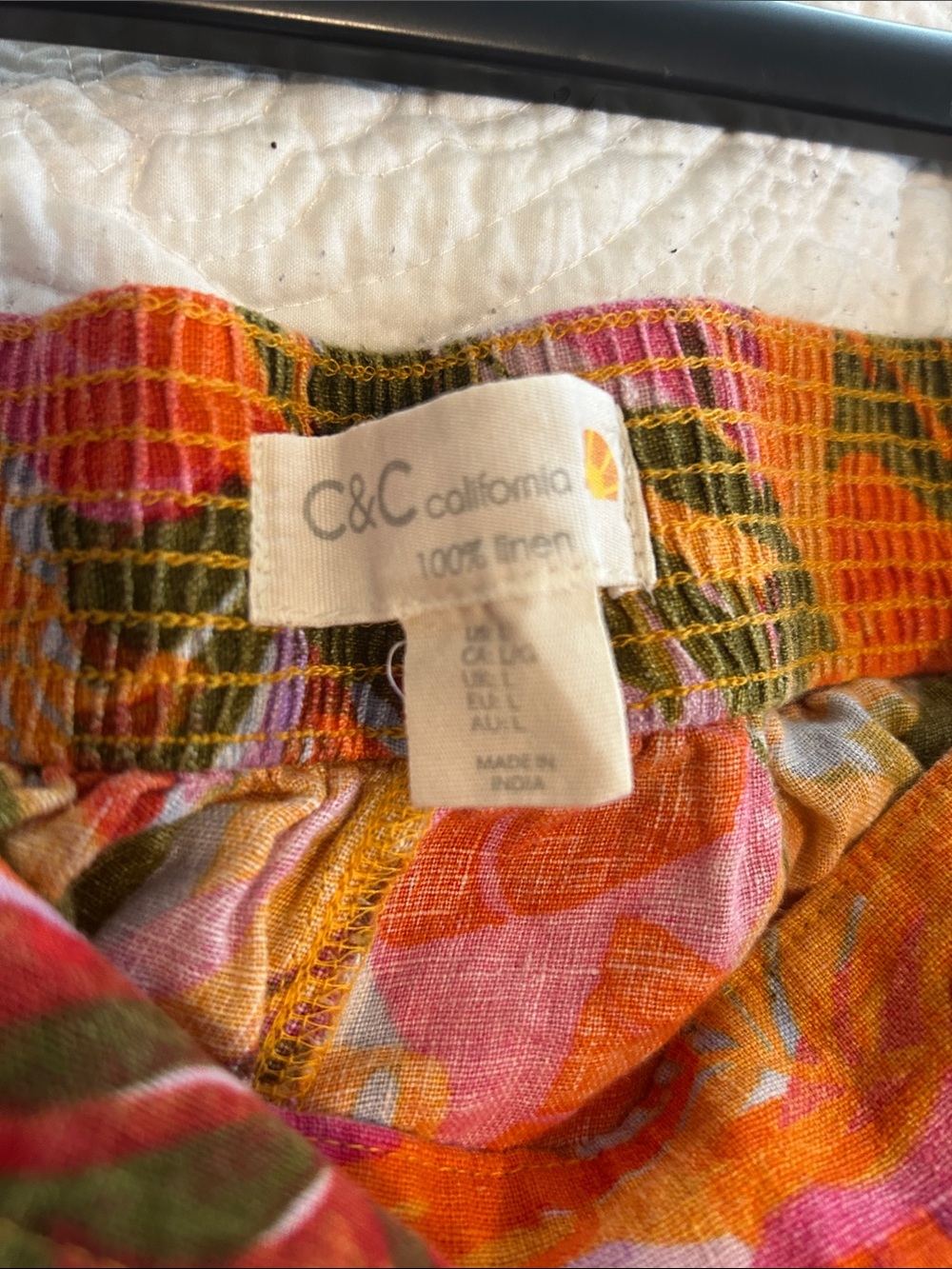 C&C California Orange Tropical Print Wide Leg Pants Size Large - Picture 2 of 9